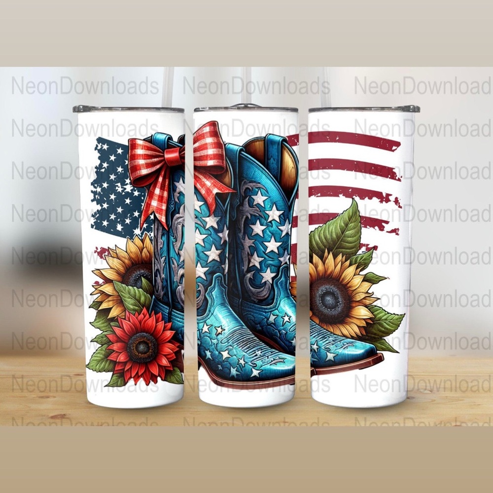 Patriotic Floral Boot Tumblers